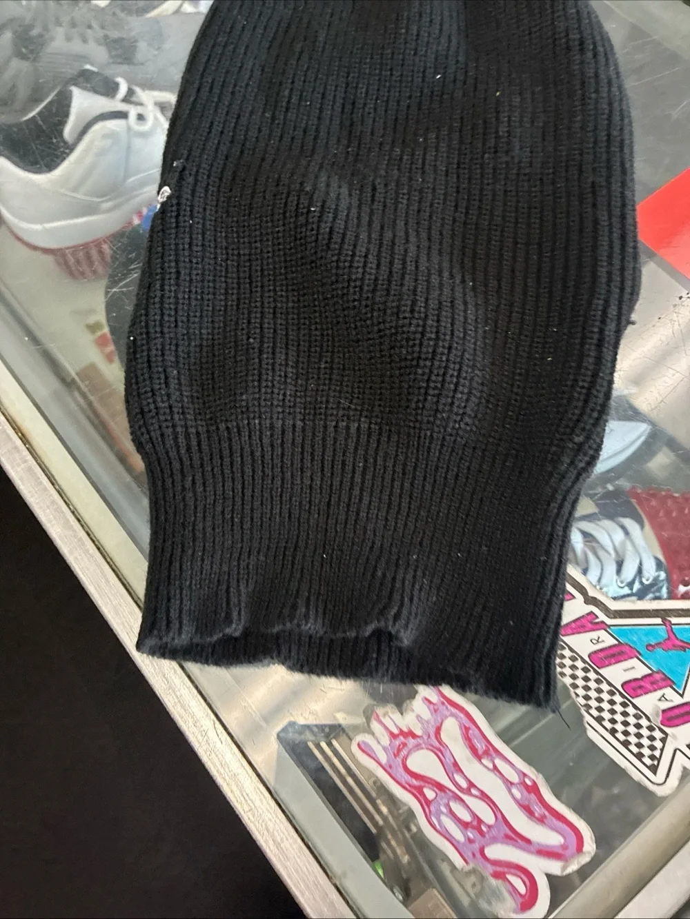 Supreme New Era Black Knit Balaclava Ski Mask Unisex Winter Logo Used Rare